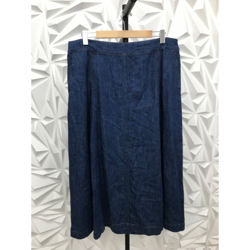 Poetry Womens Denim Midi Skirt Size 14 Blue Hemp/Organic Cotton Blend Zipper